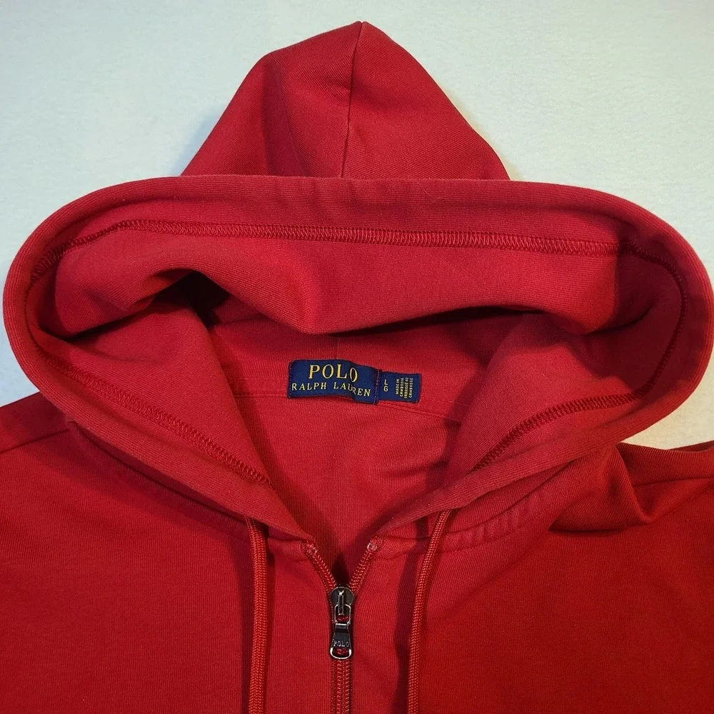 Polo Ralph Lauren Full Zip Big & Tall Hooded Hoodie Sweatshirt with Pony - Red
